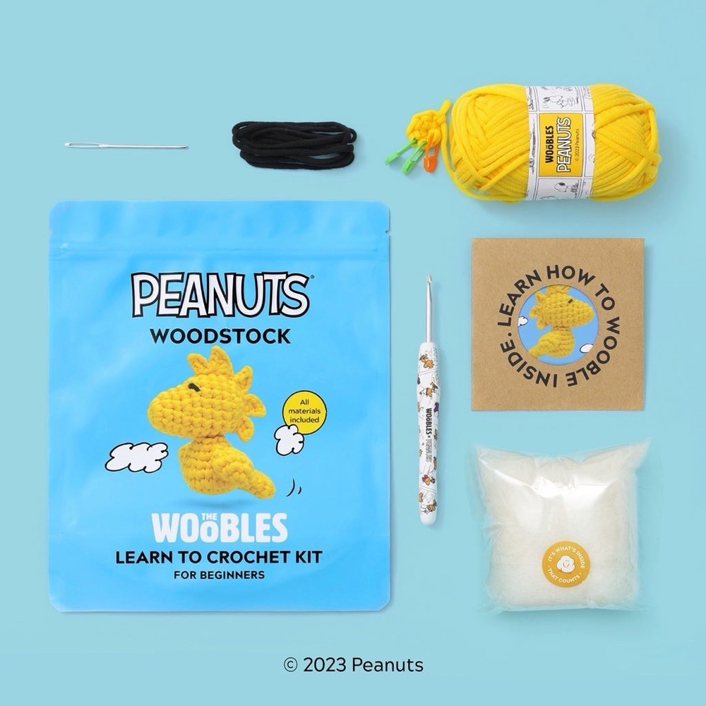 WOOBLES PEANUTS WOODSTOCK LEARN TO CROCHET KIT FOR BEGINNERS! NEW SEALED PACKAGE
